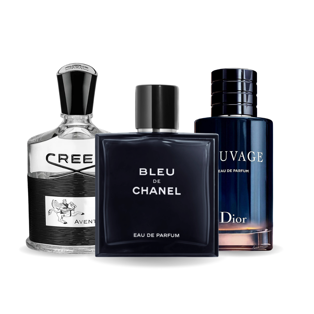 SET 3 PERFUMES CREED AVENTUS, BLEU DE CHANEL, DIOR SAUVAGE 100ML