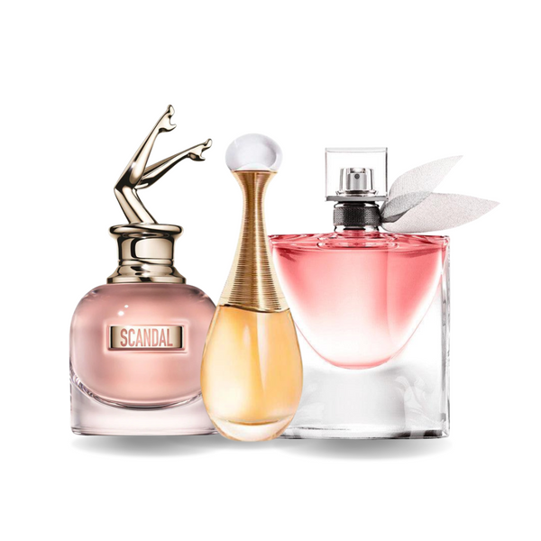 SET 3 PERFUMES SCANDAL, J'ADORE, LA VIE EST BELLE 100ML