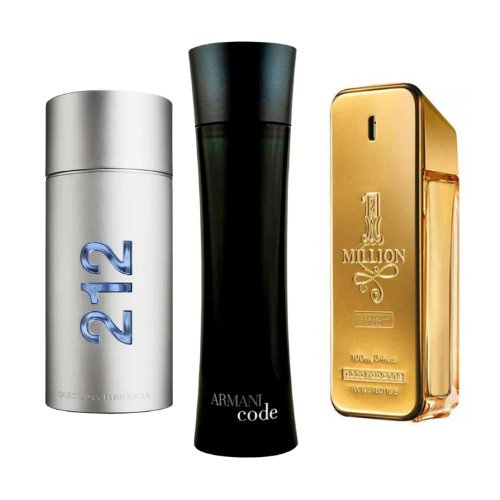 SET 3 PERFUMES 212 MEN NYC, PACO RABANNE ONE MILION, ARMANI CODE HOMME 100ML