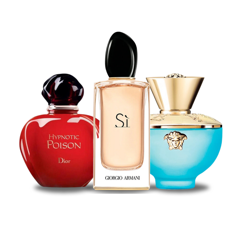 SET 3 PERFUMES DIOR HYPNOTIC POISON, GIORGIO ARMANI SÌ, VERSACE DYLAN TURQUOISE 100ML