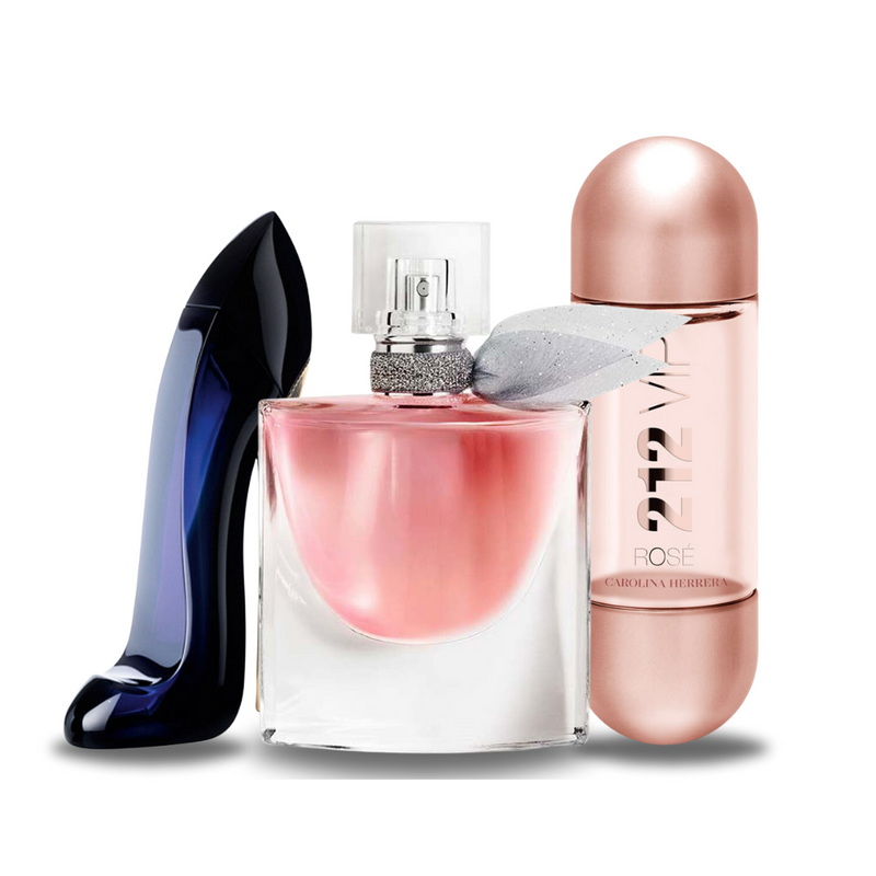 SET 3 PERFUMES GOOD GIRL, LANCOME LA VIE EST BELLE, 212 VIP ROSÉ 100ML