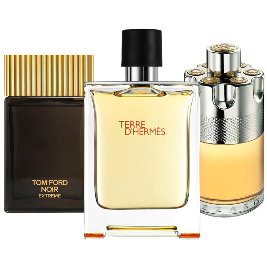 SET 3 PERFUMES TERRE D'HERMÈS, AZZARO WANTED, TOM FORD NOIR EXTREME 100ML
