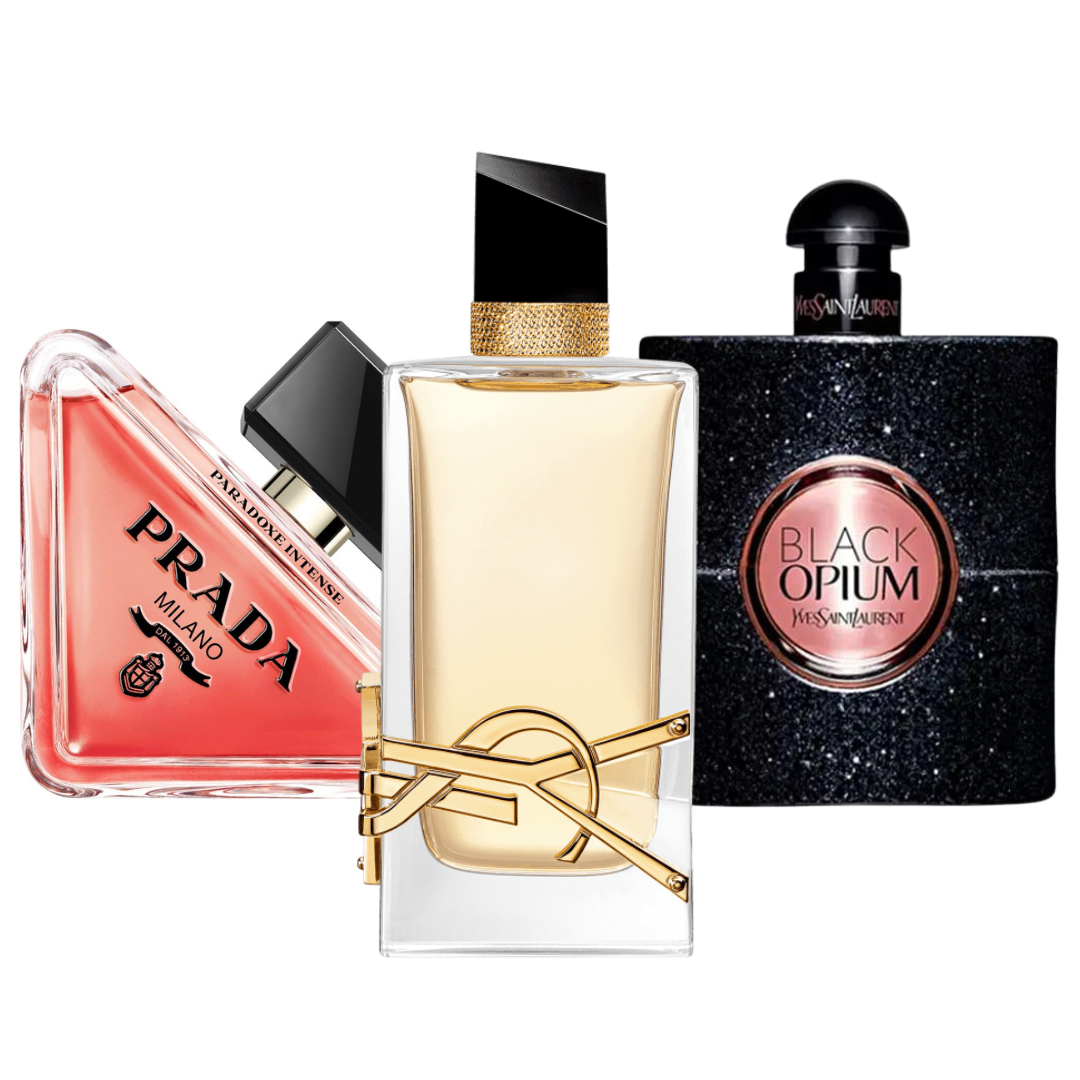 SET 3 PERFUMES PRADA PARADOX, BLACK OPIUM YVES SAINT LAURENT, LIBRE 100ML