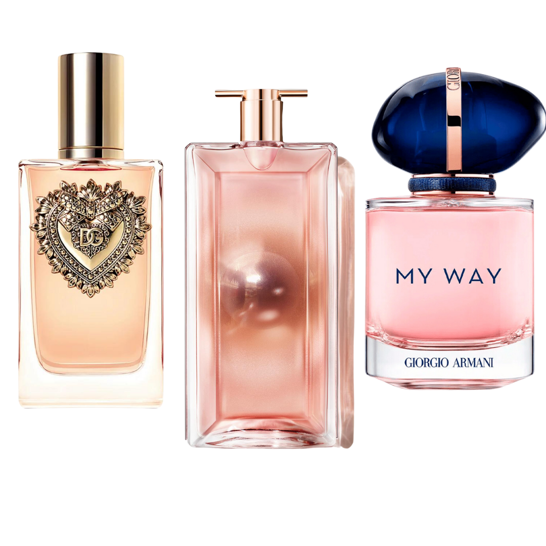 SET 3 PERFUMES DOLCE & GABBANA DEVOTION, MY WAY GIORGIO ARMANI, LANCÔME IDÔLE 100ML